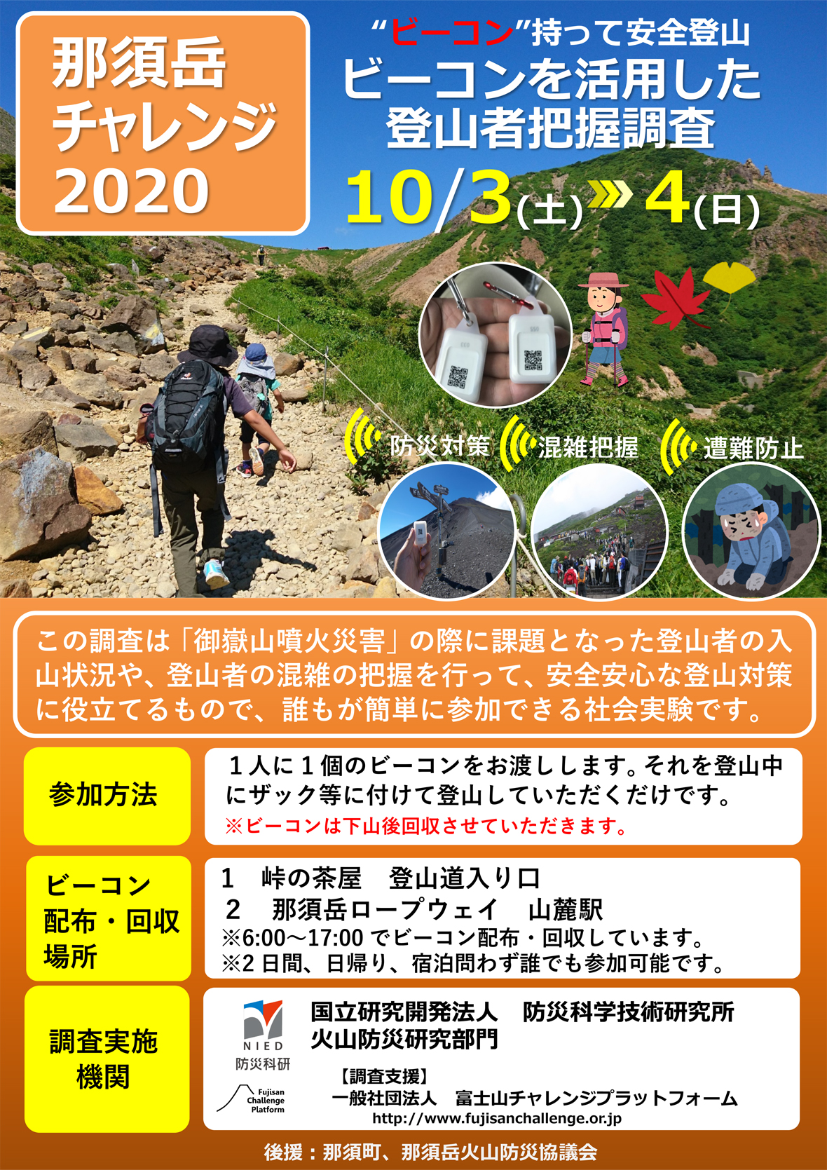 那須岳チャレンジ ビーコンによる登山者把握 活火山 那須岳で噴火などに備えた防災対策の実験が行われました 自然災害レスキュー Rescue4th Com